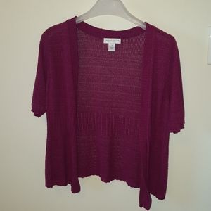 Christopher & Banks purple, short-sleeved cardigan